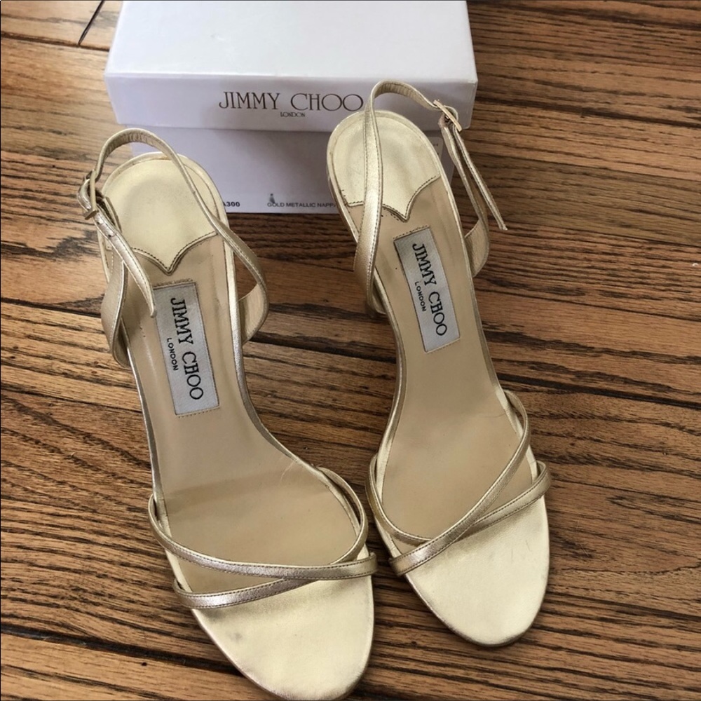 Jimmy Choo Jasmine gold strapped sandals